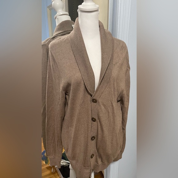 Tasso Elba Sweater Mens Brown Shawl Collar Cardigan. Size Large. New With Tags. - Picture 1 of 3